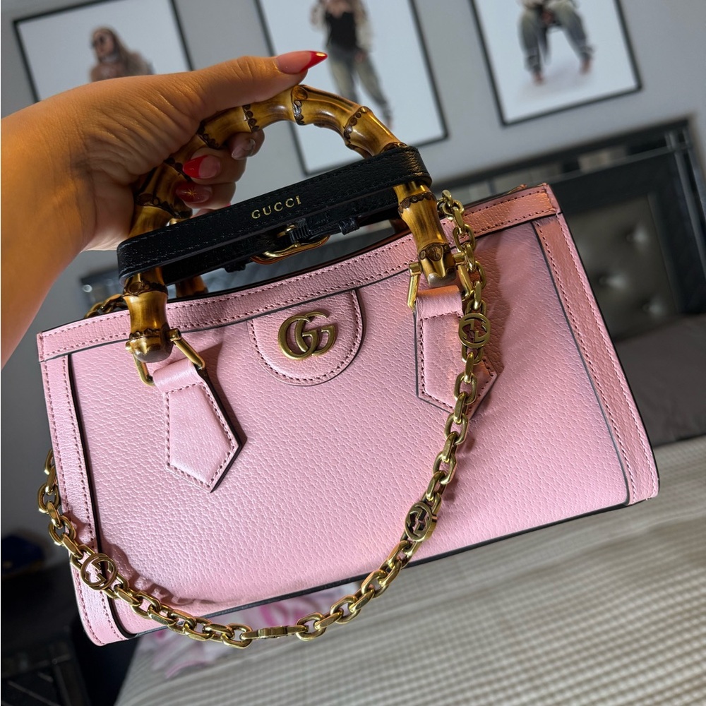 Gucci Pink Bamboo Handle Bag - Picture 6 of 12